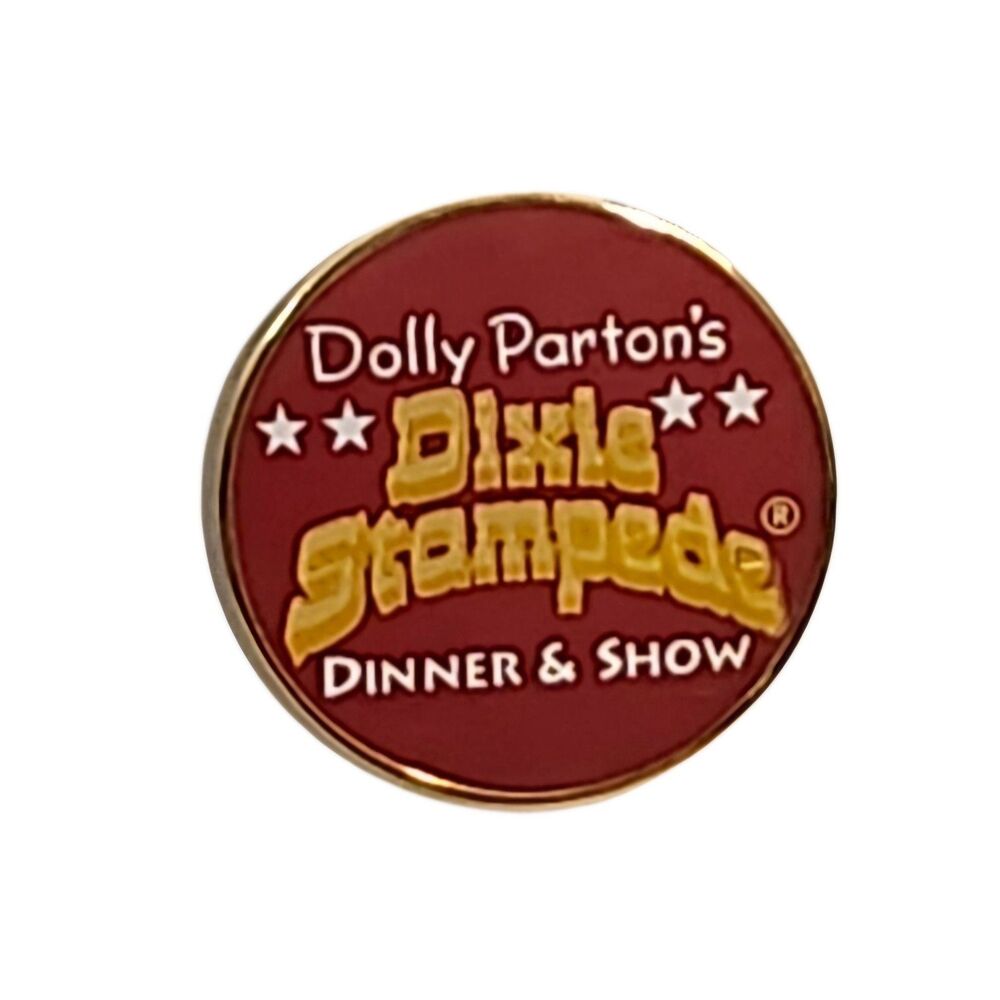 Dolly Parton's Dixie Stampede Dinner & Show Vintage Souvenir Pin 7/8" Red Yellow